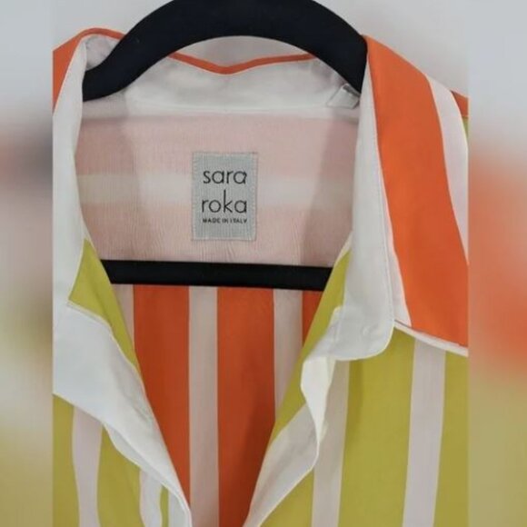 Sara Roka Striped Nattie Button Up Tunic Top Size M - Picture 5 of 8